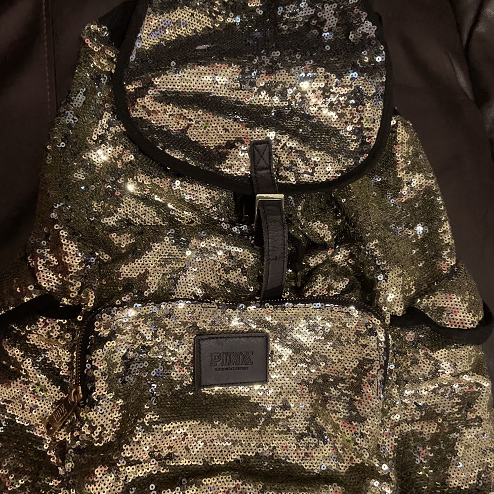 Victoria’s Secret PINK gold sequin backpack